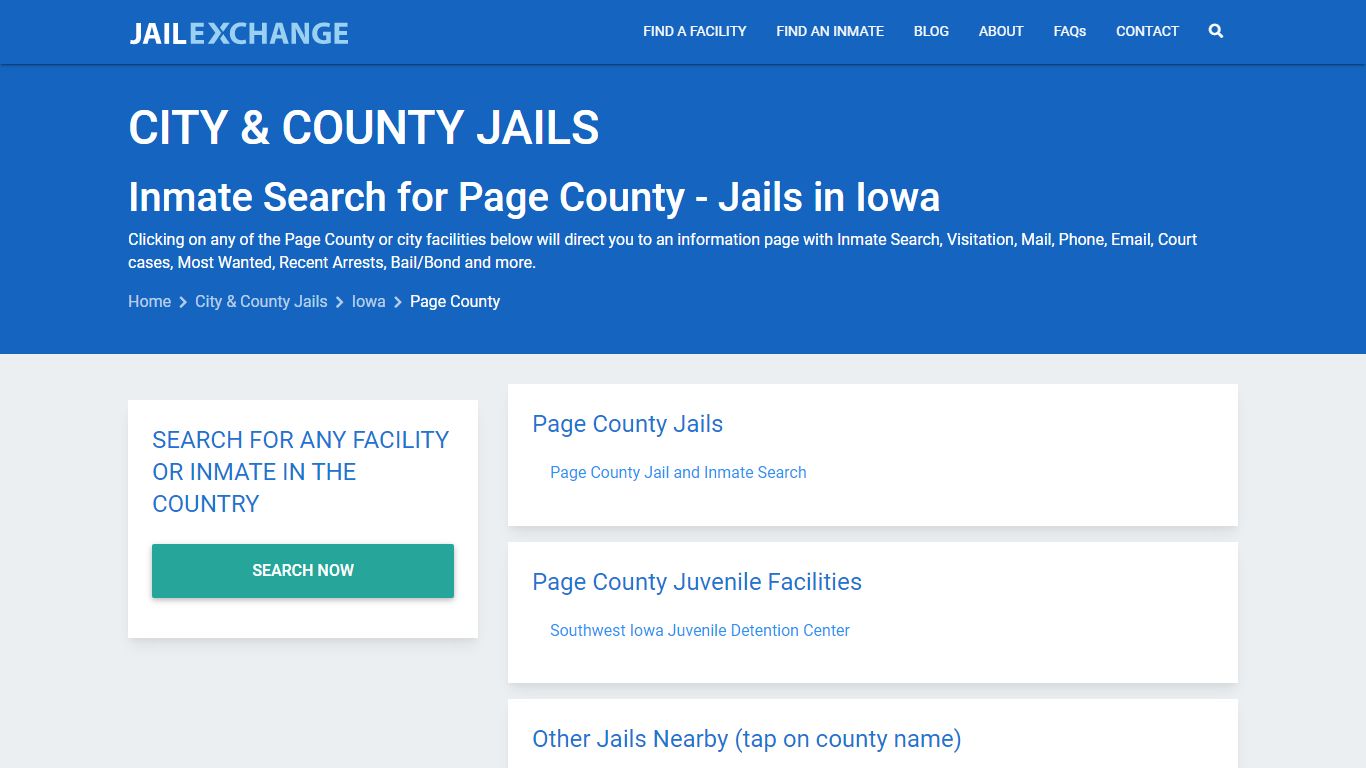 Inmate Search for Page County | Jails in Iowa - Jail Exchange